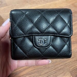 CHANEL Black Quilted Card Holder